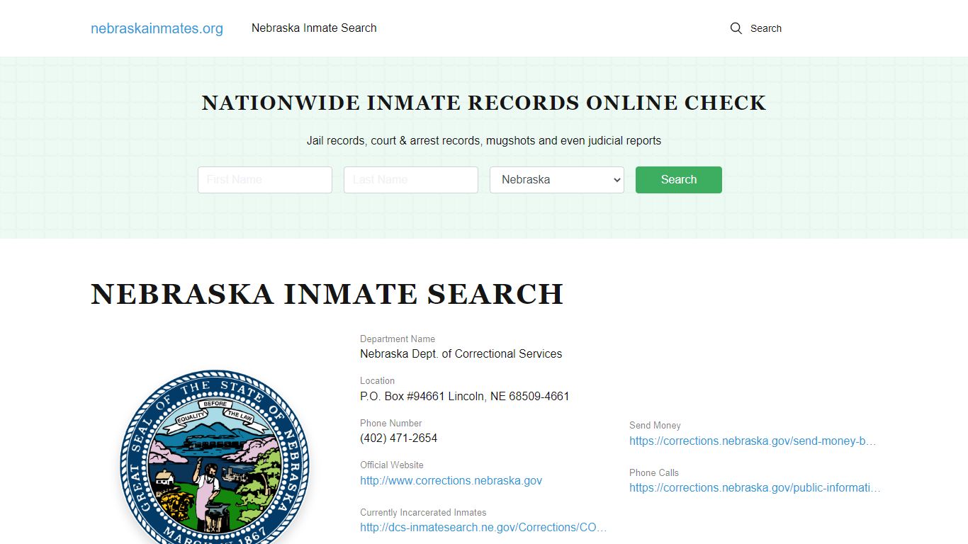 Nebraska Offender Lookup - NE DOC Inmates